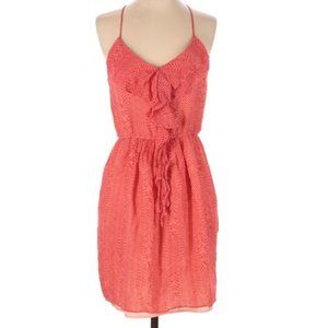 Nell Couture 100% Silk Ruffle Front Dress - Bright Pink / Coral, Size 2